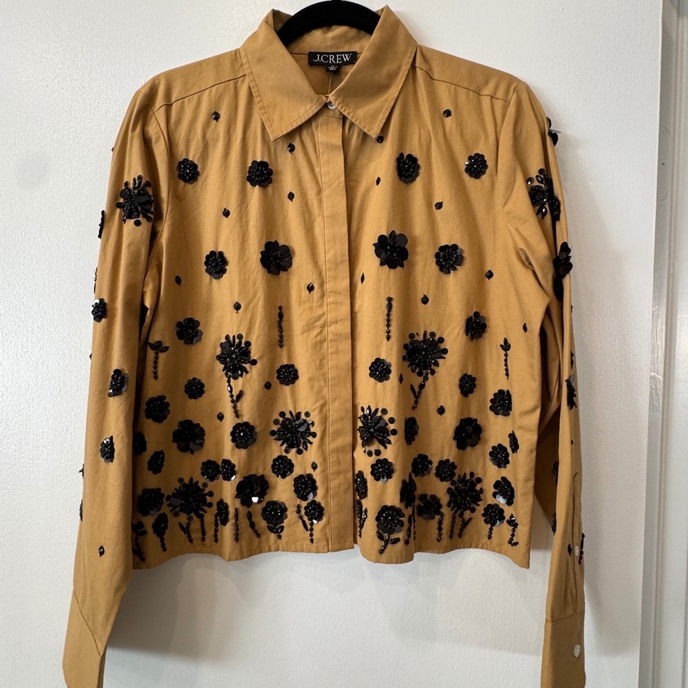 J.Crew Embellished Floral Sequin Blouse Size 10 NWT